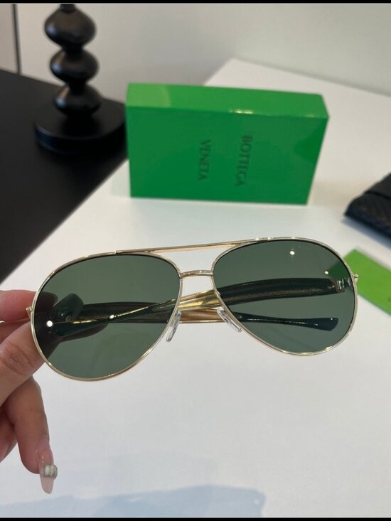 Bottega Veneta Gold Aviator Green Lens Sunnies main image 5